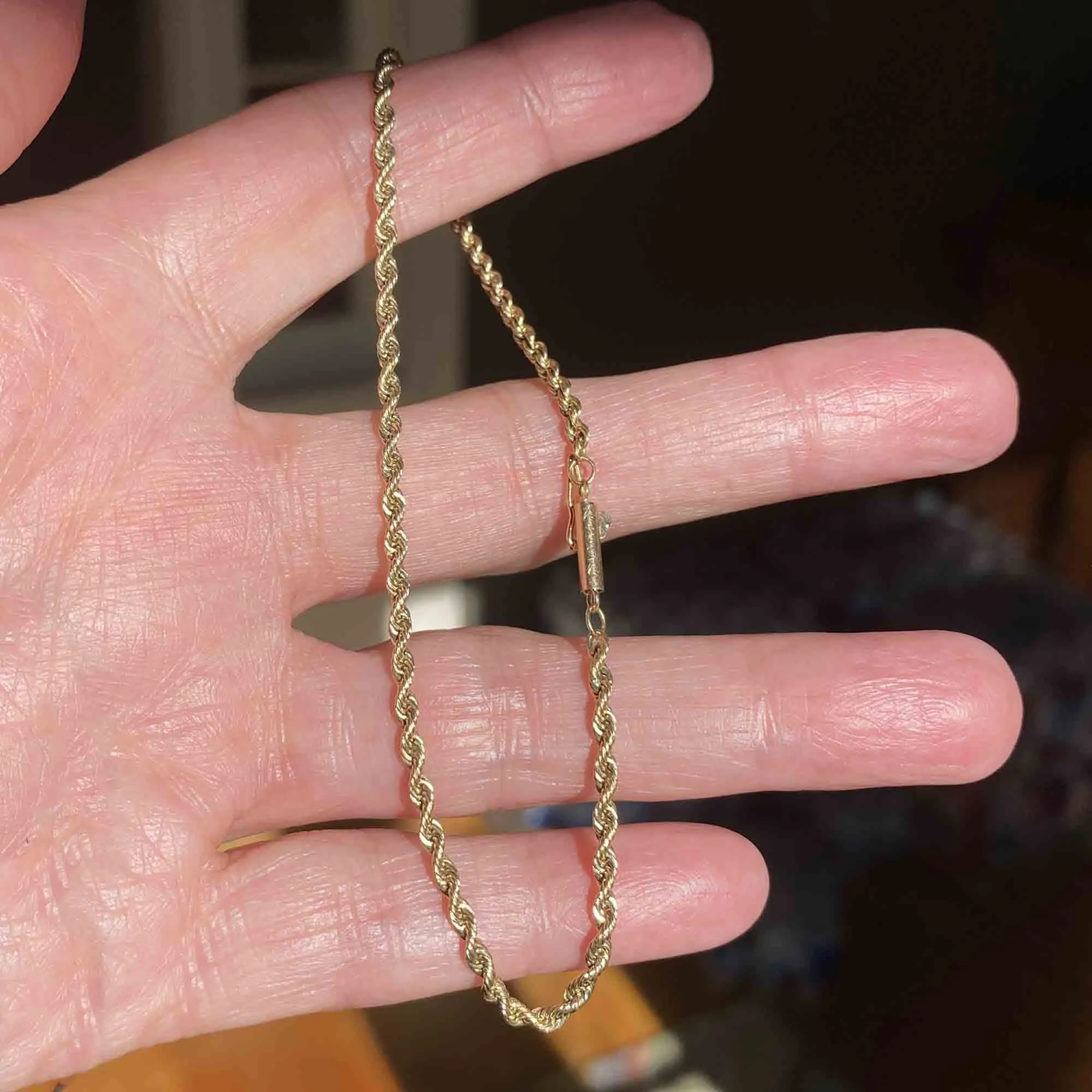 Vintage 14K Gold French Rope Twist Chain Bracelet