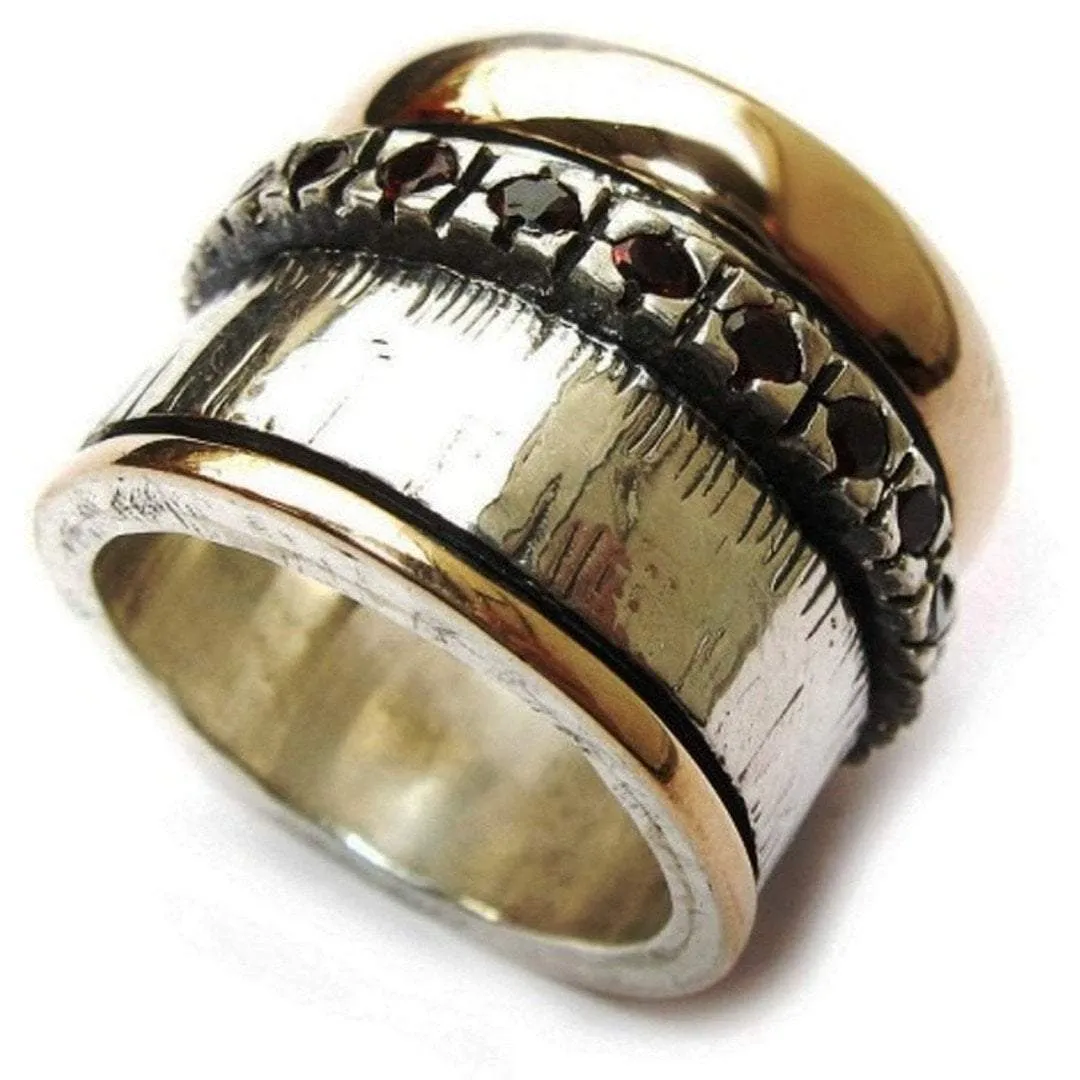 Vintage spinner ring / silver gold jewelry / Israel rings / Meditation rings