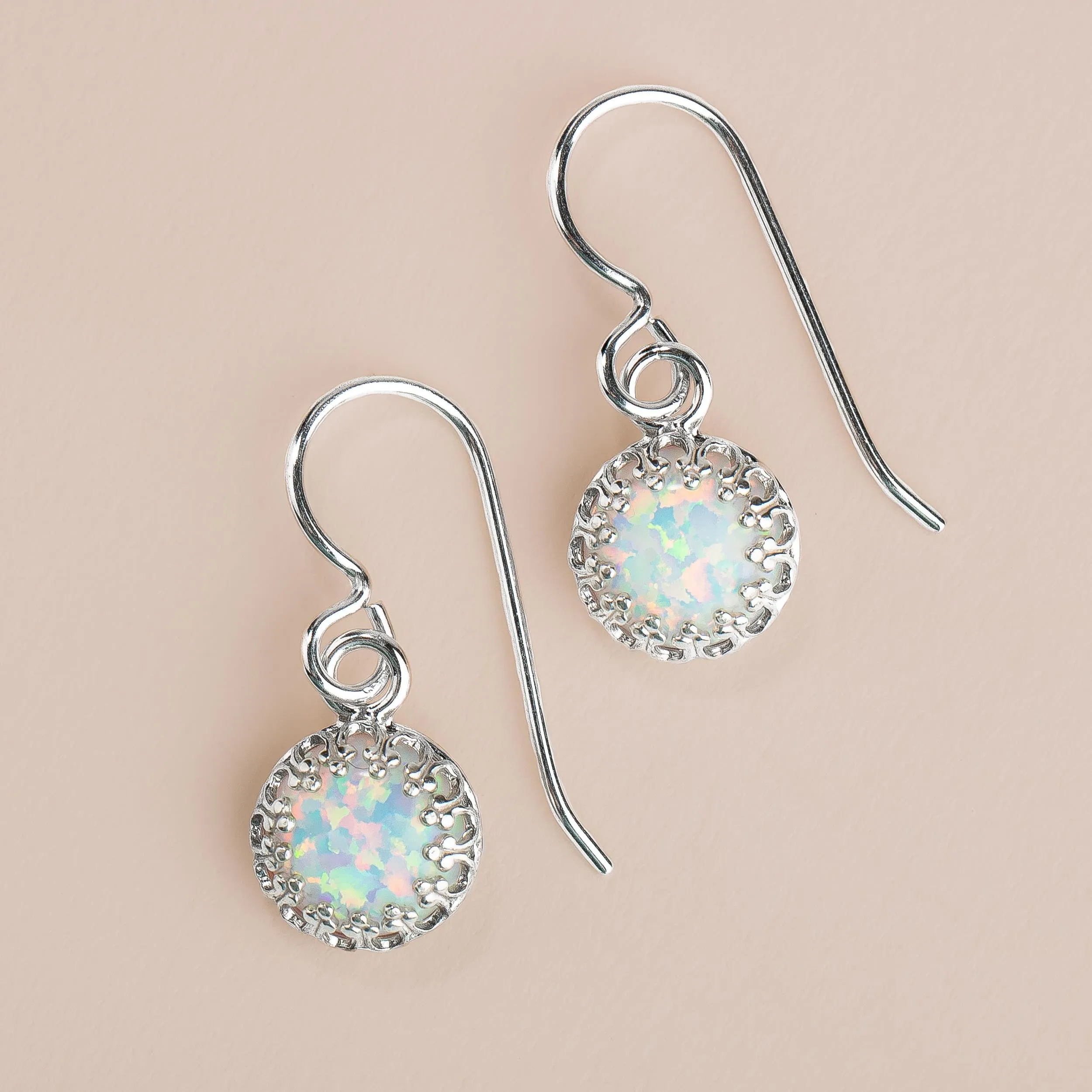 White Opal Gemstone Earrings