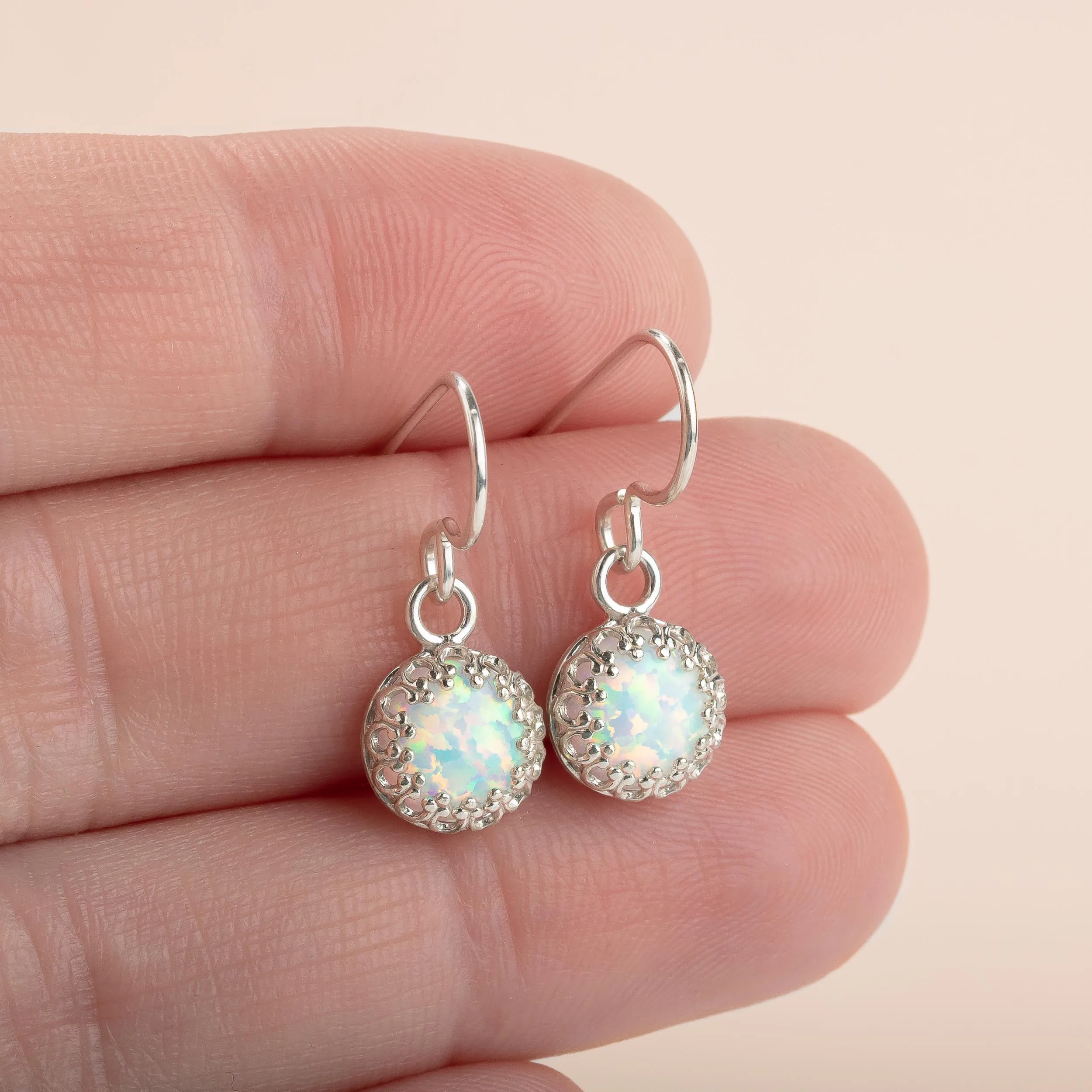 White Opal Gemstone Earrings