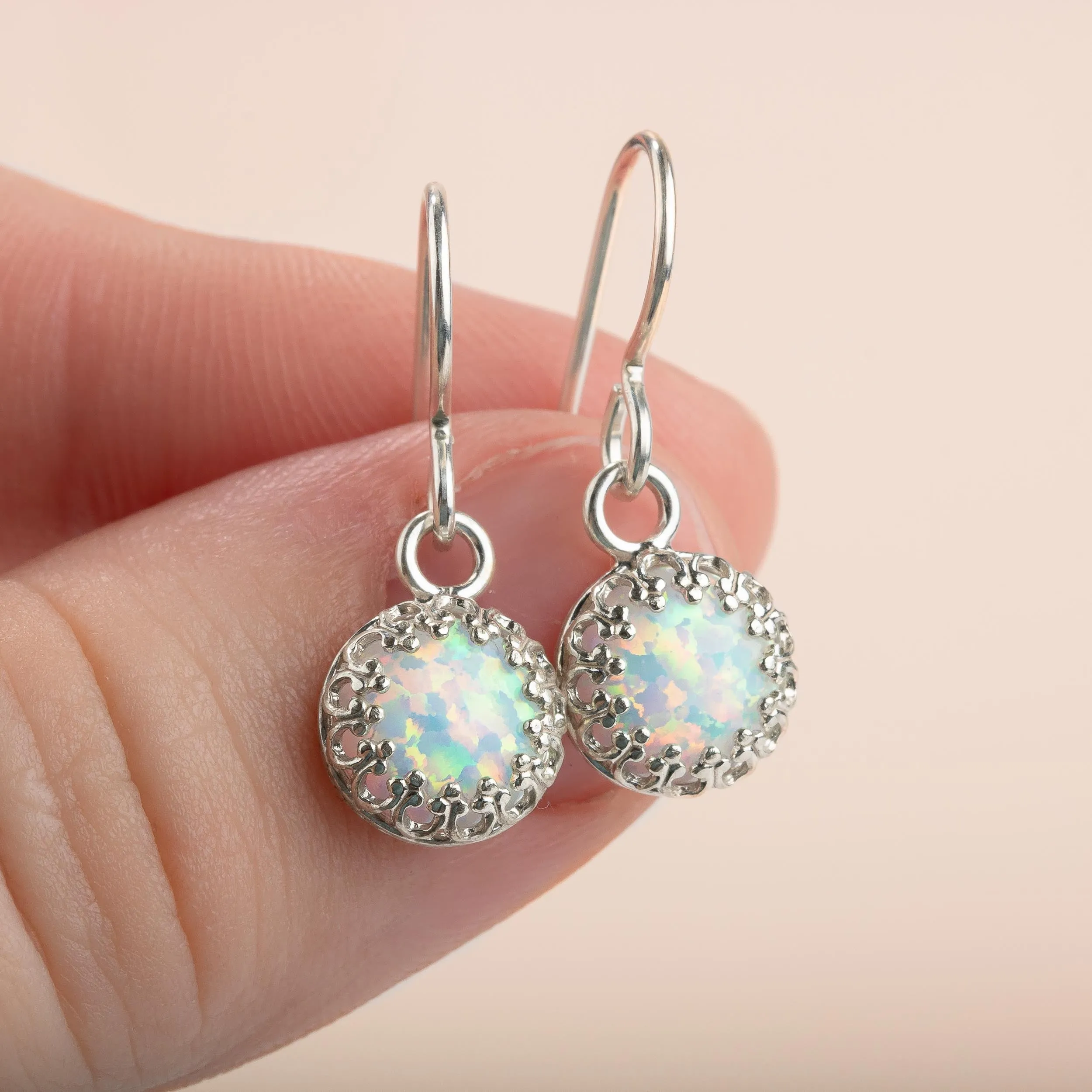 White Opal Gemstone Earrings