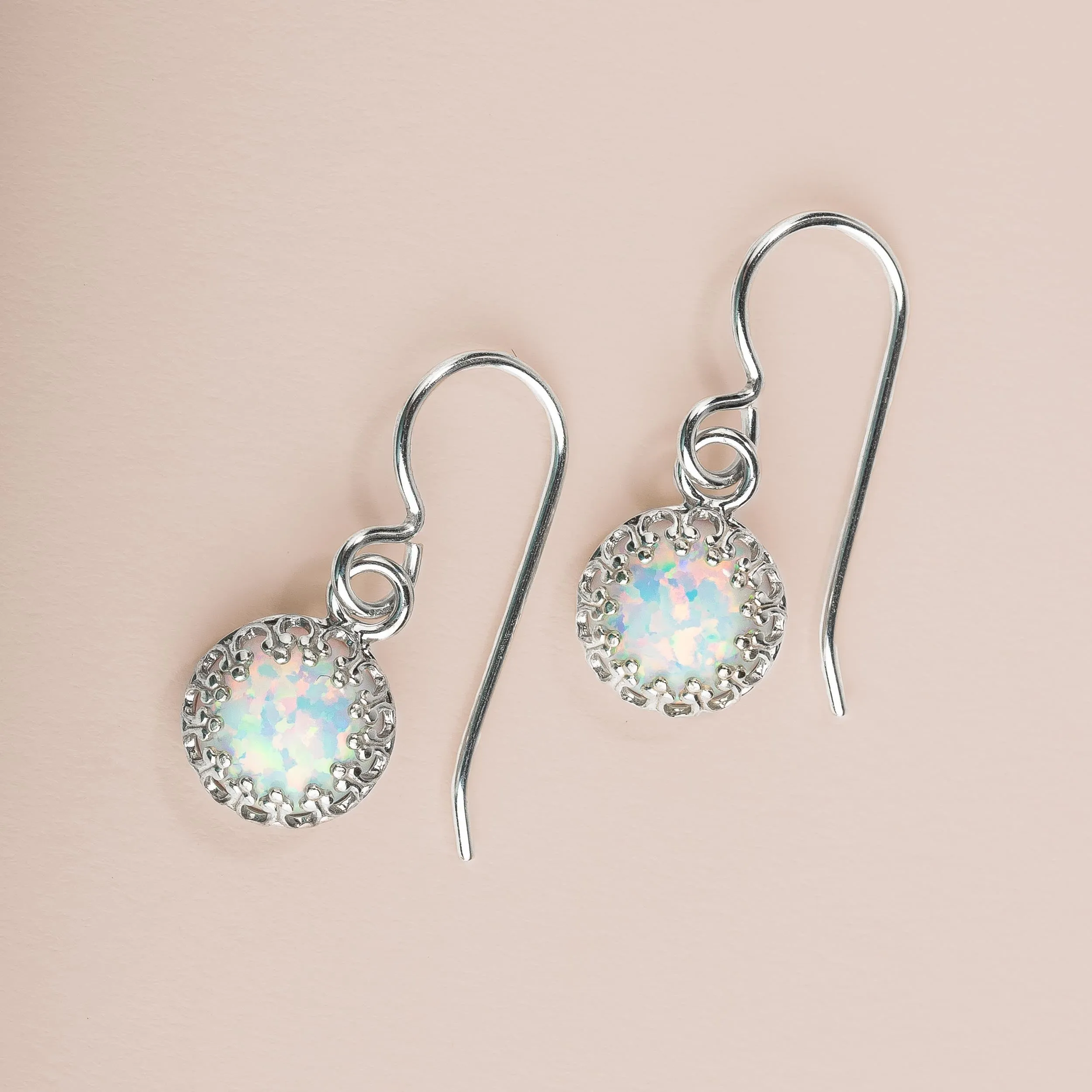 White Opal Gemstone Earrings