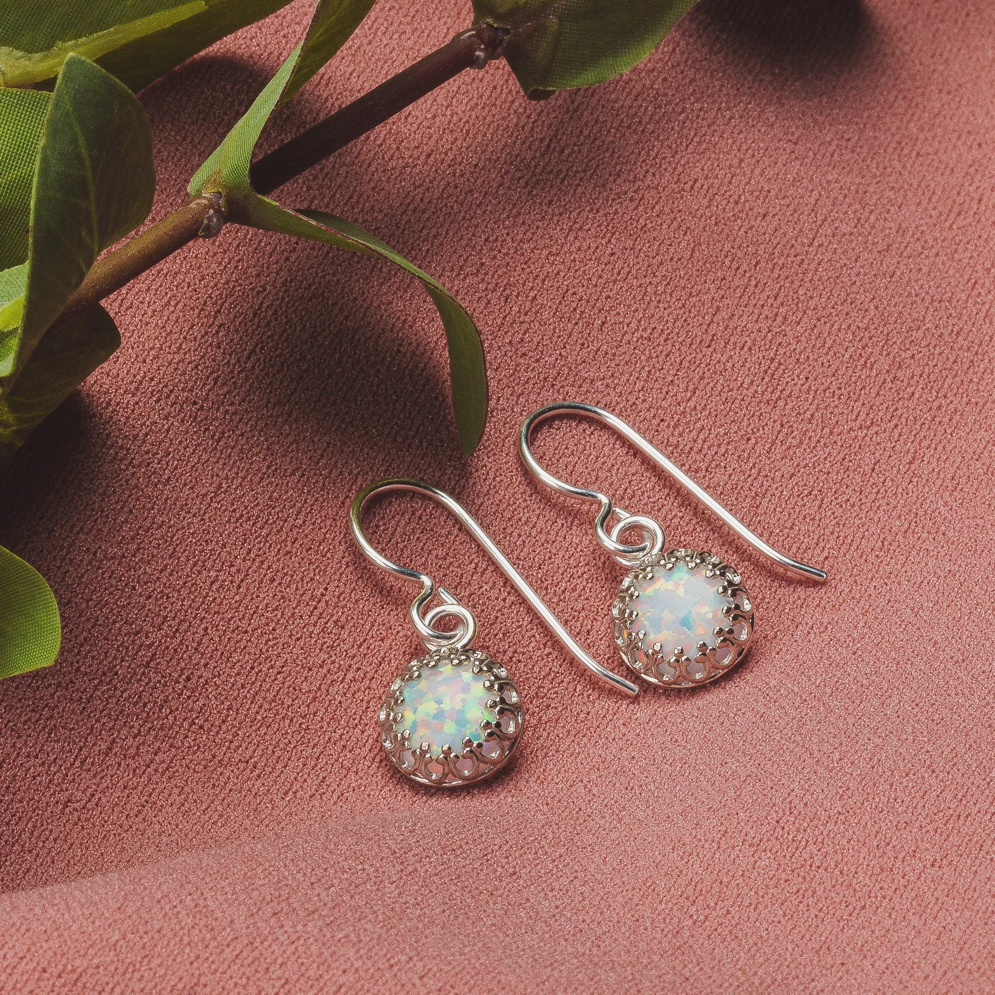 White Opal Gemstone Earrings