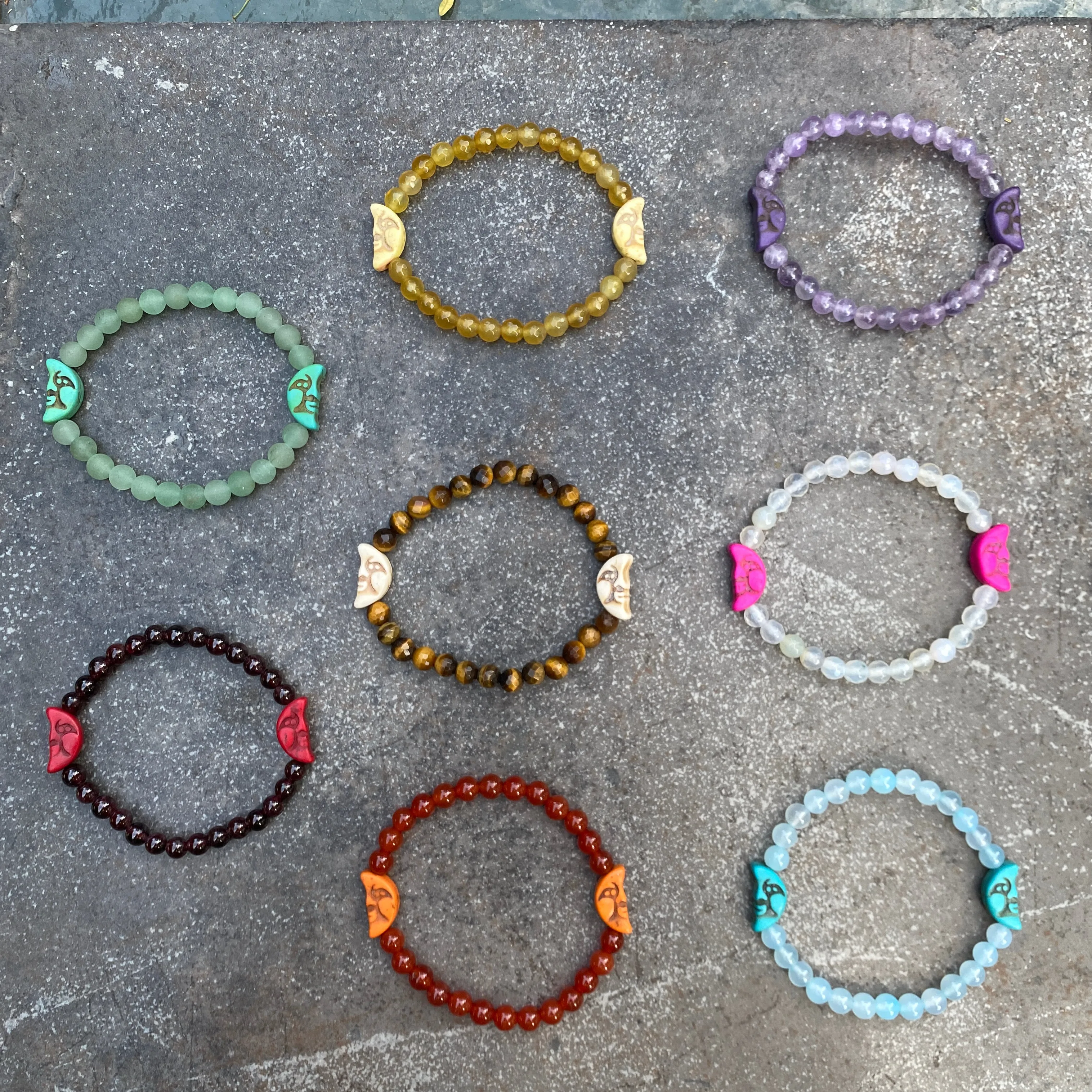 Women's Crescent Moon shape Gemstone Bracelets