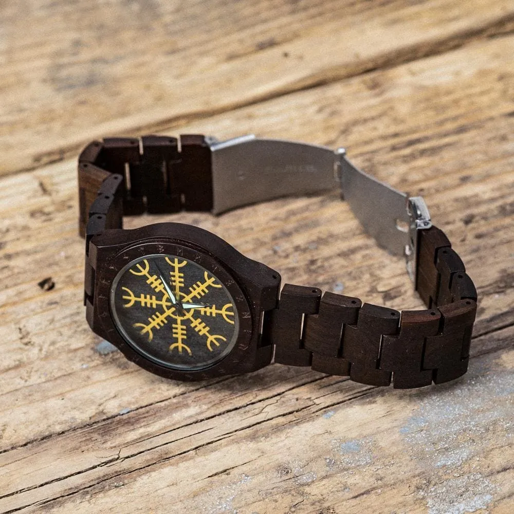 Wooden Watch with Helm of Awe and Runes